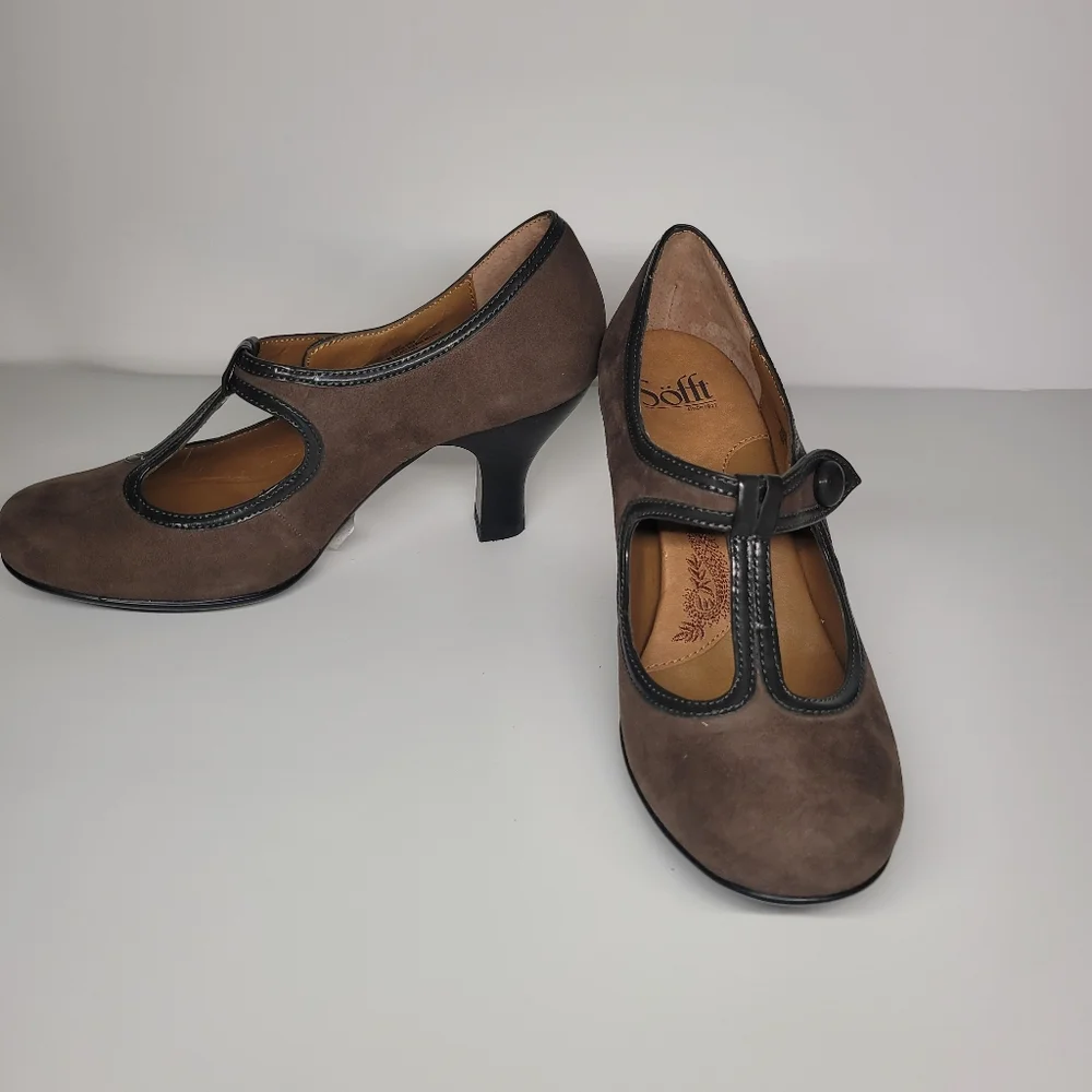 Sofft Women’s Vasta Mary Jane T Strap Kitten Heels Size 7.5 Nimbus Grey/Charcoal - Picture 3 of 11